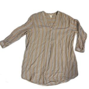 H&M Tan and White Striped Tunic Top